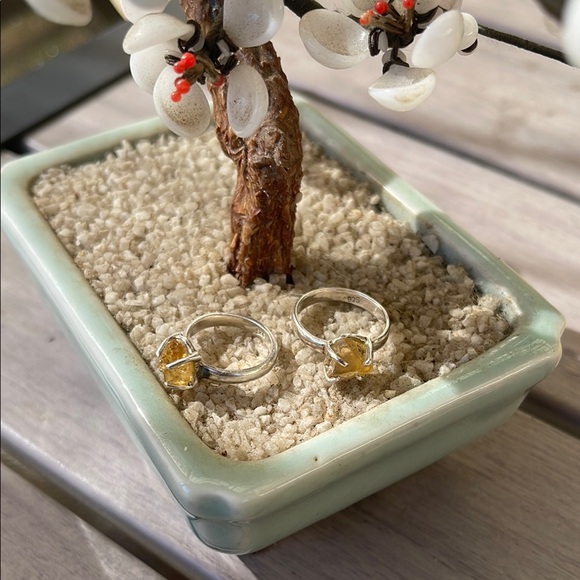 Vintage Artisan Amber Glass Sterling Silver Rings🌞 - Picture 2 of 6